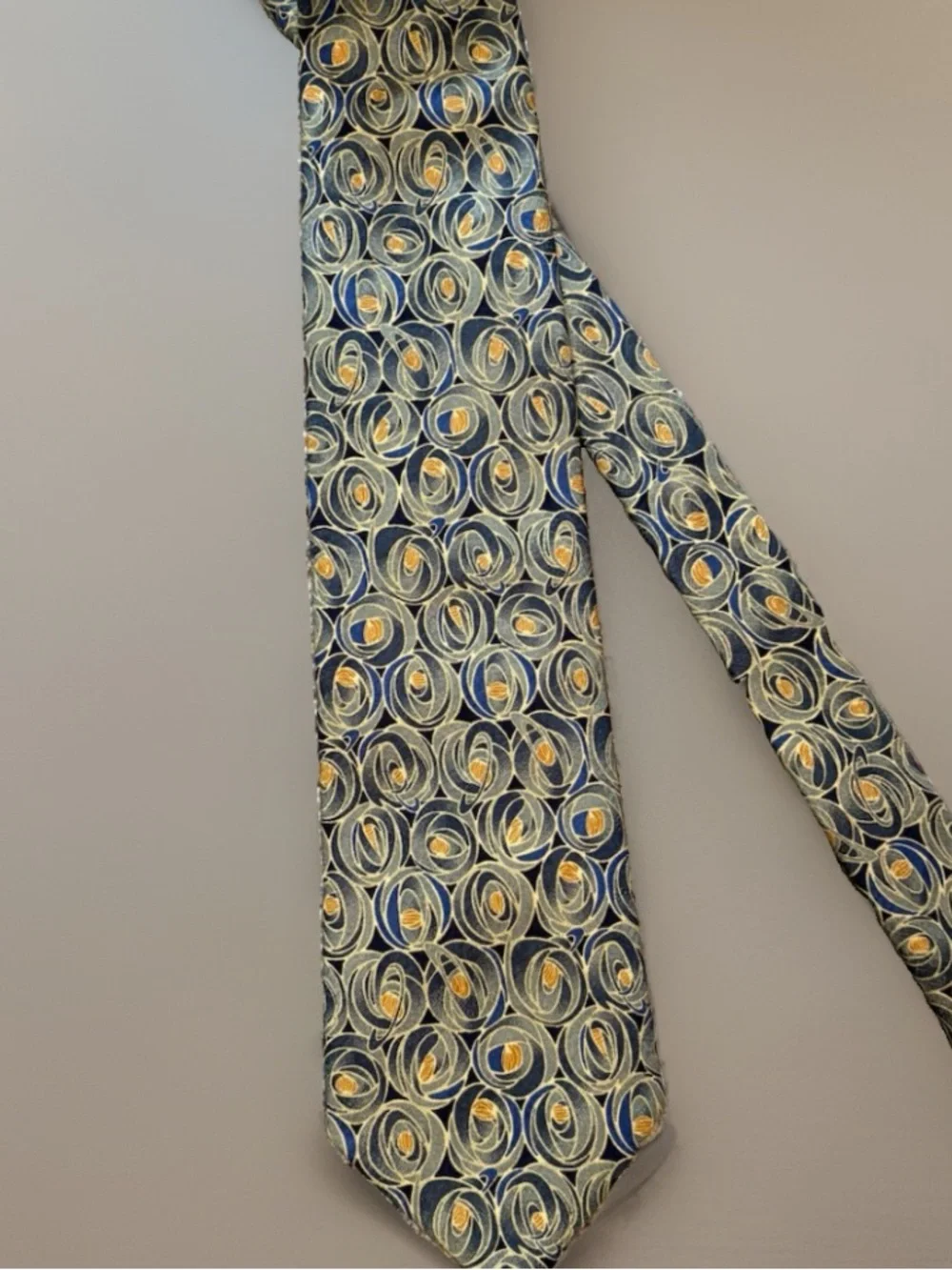 Boxelder Charles Rennie Mackintosh Silk Tie Rose Teardrop Blue Gold Art Nouveau